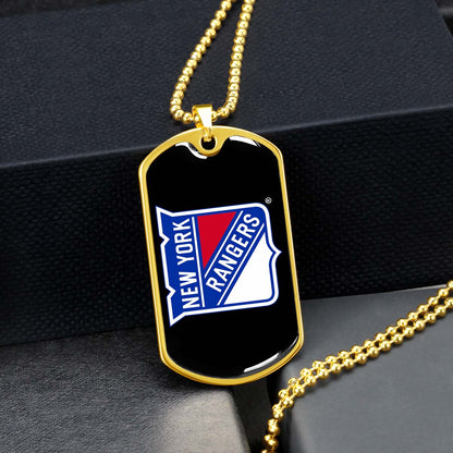 Hockey Dog Tag Necklace - HKD027 - New York Rangers Sports - Military Ball Chain