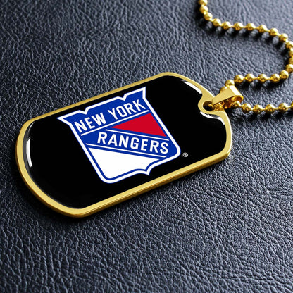 Hockey Dog Tag Necklace - HKD027 - New York Rangers Sports - Military Ball Chain