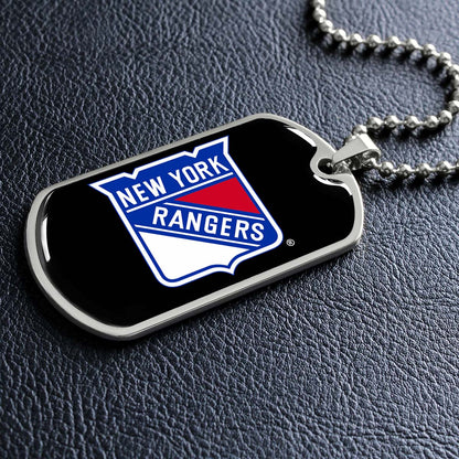 Hockey Dog Tag Necklace - HKD027 - New York Rangers Sports - Military Ball Chain