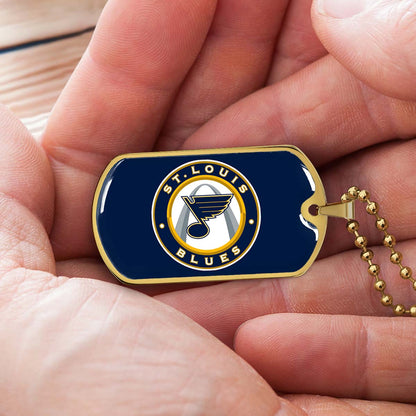 Hockey Dog Tag Necklace - HKD028 - St. Louis Blues Sports - Military Ball Chain
