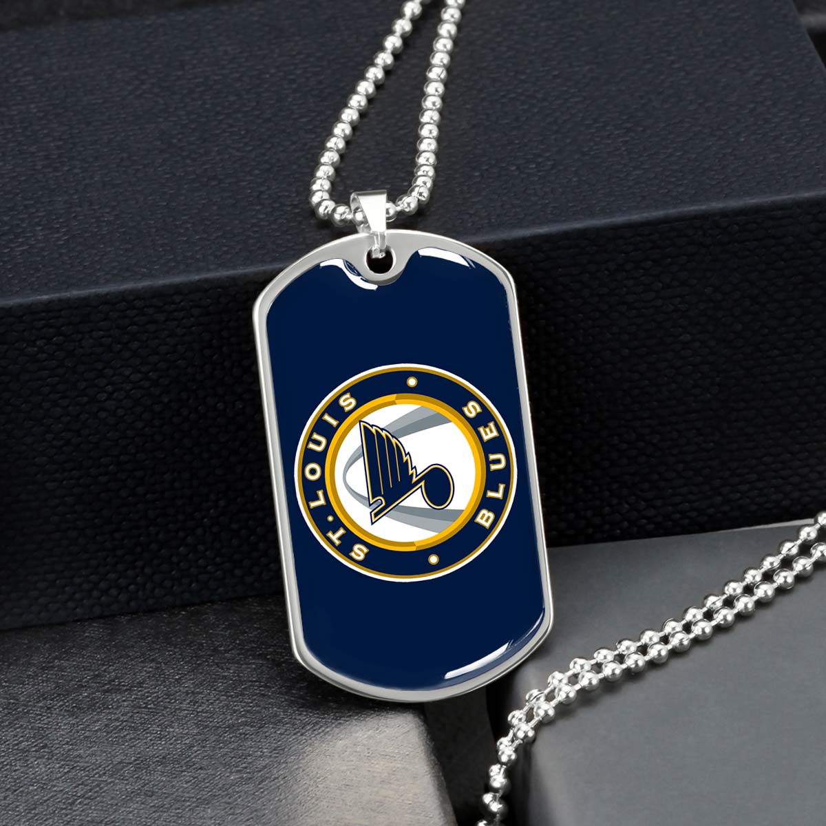 Hockey Dog Tag Necklace - HKD028 - St. Louis Blues Sports - Military Ball Chain
