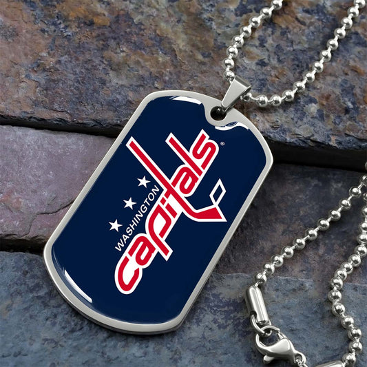 Hockey Dog Tag Necklace - HKD029 - Washington Capitals Sports - Military Ball Chain