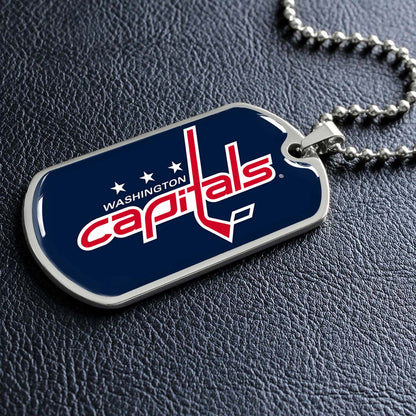 Hockey Dog Tag Necklace - HKD029 - Washington Capitals Sports - Military Ball Chain