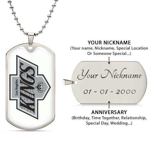 Hockey Dog Tag Necklace - HKD032 - Los Angeles Kings - Military Ball Chain