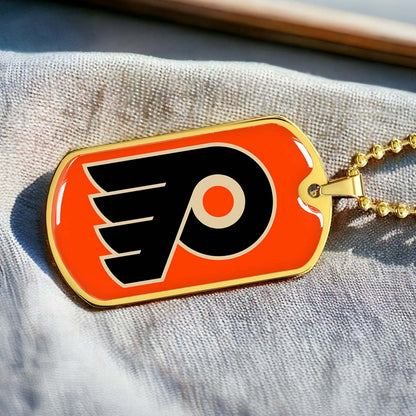 Ice Hockey - HKD034 - Philadelphia Flyers - Ice Hockey Dog Tag - Military Ball Chain - Luxury Dog Tag