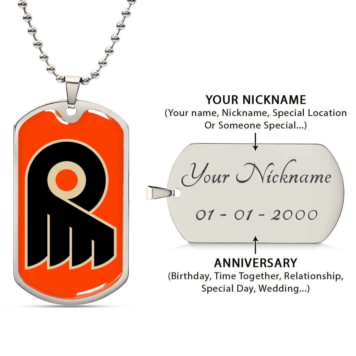 Ice Hockey - HKD034 - Philadelphia Flyers - Ice Hockey Dog Tag - Military Ball Chain - Luxury Dog Tag