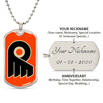 Ice Hockey - HKD034 - Philadelphia Flyers - Ice Hockey Dog Tag - Military Ball Chain - Luxury Dog Tag