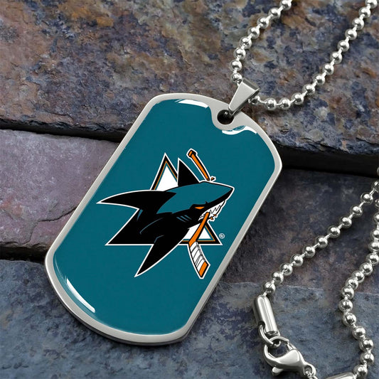Ice Hockey - HKD035 - San Jose Sharks - Ice Hockey Dog Tag - Military Ball Chain - Luxury Dog Tag
