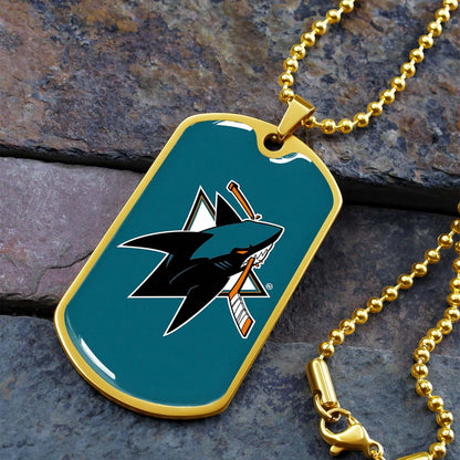Ice Hockey - HKD035 - San Jose Sharks - Ice Hockey Dog Tag - Military Ball Chain - Luxury Dog Tag