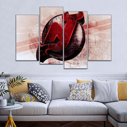 Ice Hockey Team Wall Art - IH5024 - New Jersey Devils - Bold Sports Emblem - Ice Hockey Team Poster - Ice Hockey Team Canvas