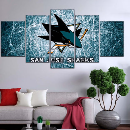 Ice Hockey Team Wall Art - IH5033 - San Jose Sharks - Fierce Hockey Spirit on Ice - Ice Hockey Team Poster - Ice Hockey Team Canvas