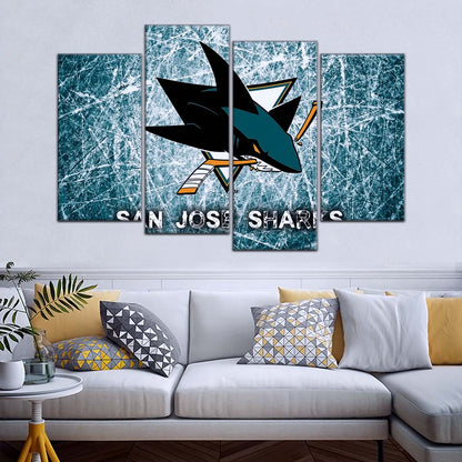 Ice Hockey Team Wall Art - IH5033 - San Jose Sharks - Fierce Hockey Spirit on Ice - Ice Hockey Team Poster - Ice Hockey Team Canvas