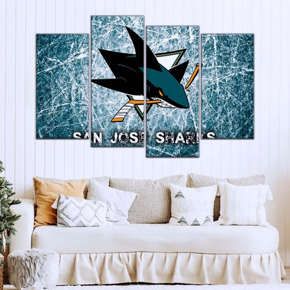 Ice Hockey Team Wall Art - IH5033 - San Jose Sharks - Fierce Hockey Spirit on Ice - Ice Hockey Team Poster - Ice Hockey Team Canvas