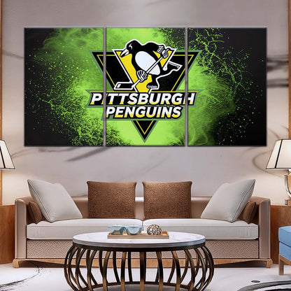 Ice Hockey Team Wall Art - IH5034 - Pittsburgh Penguins - Neon Ice Emblem - Ice Hockey Team Poster - Ice Hockey Team Canvas