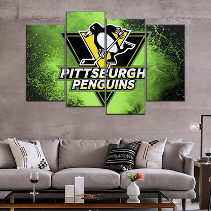 Ice Hockey Team Wall Art - IH5034 - Pittsburgh Penguins - Neon Ice Emblem - Ice Hockey Team Poster - Ice Hockey Team Canvas