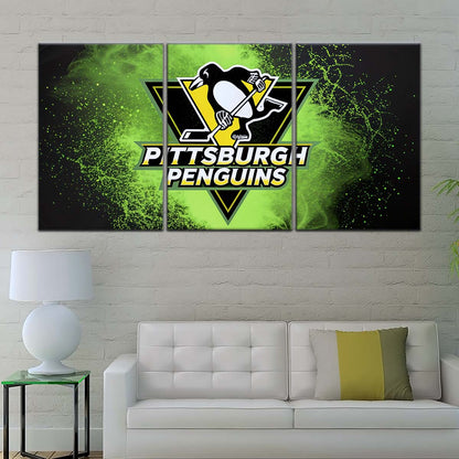 Hockey Canvas Wall Art - IH5034 - Pittsburgh Penguins - Neon Ice Emblem