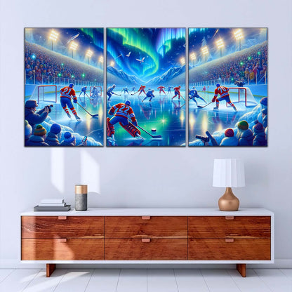 Ice Hockey Team Wall Art - IH5040 - Spectacular Northern Lights NHL Game - Ice Hockey Team Poster - Ice Hockey Team Canvas