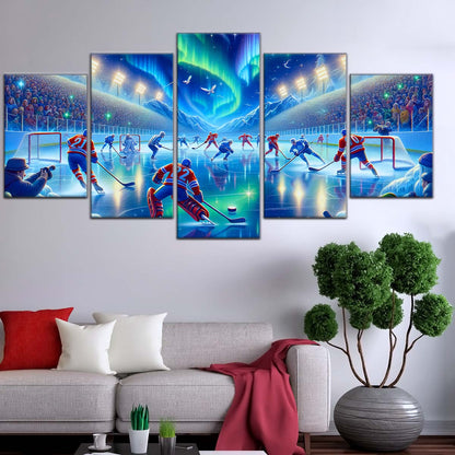 Ice Hockey Team Wall Art - IH5040 - Spectacular Northern Lights NHL Game - Ice Hockey Team Poster - Ice Hockey Team Canvas
