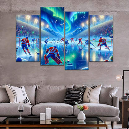 Hockey Canvas Wall Art - IH5040 - Spectacular Northern Lights NHL Game