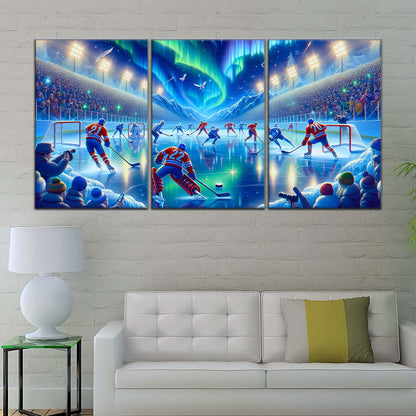 Ice Hockey Team Wall Art - IH5040 - Spectacular Northern Lights NHL Game - Ice Hockey Team Poster - Ice Hockey Team Canvas