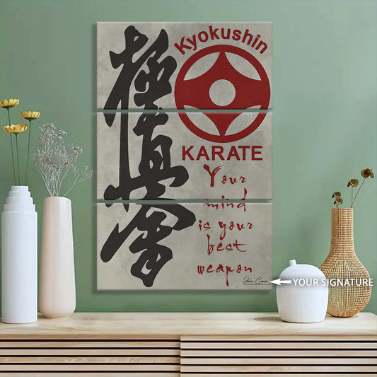 Karate - 3 Piece Wall Art - KA009 - Your Mind Is Your Best Weapon - Kyokushin Karate - Karate Canvas
