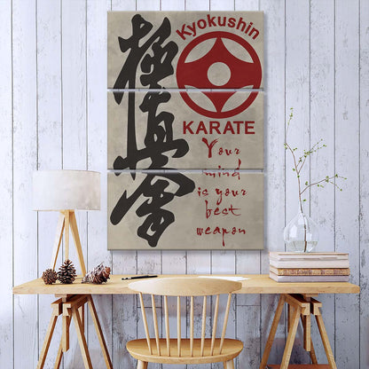Karate - 3 Piece Wall Art - KA009 - Your Mind Is Your Best Weapon - Kyokushin Karate - Karate Canvas