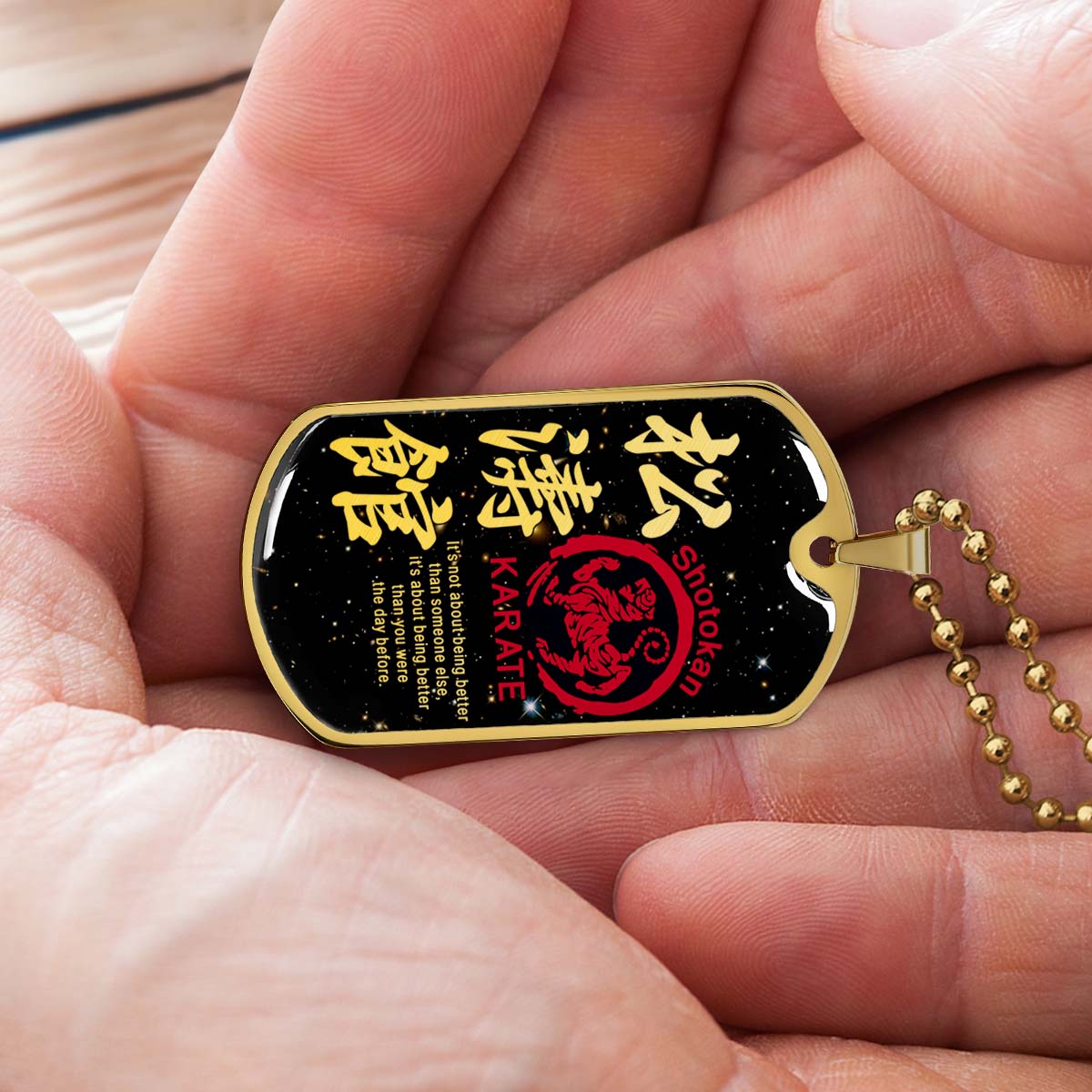 Karate - KADL002 - It's About Being Better Than You Were The Day Before - Shotokan Karate - Karate Dog Tag - Military Ball Chain - Luxury Dog Tag