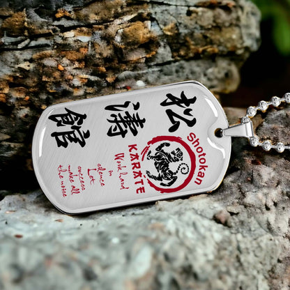 Karate - KADL005 - Work Hard In Silence Let Success Make All The Noise - Shotokan Karate - Karate Dog Tag - Military Ball Chain - Luxury Dog Tag