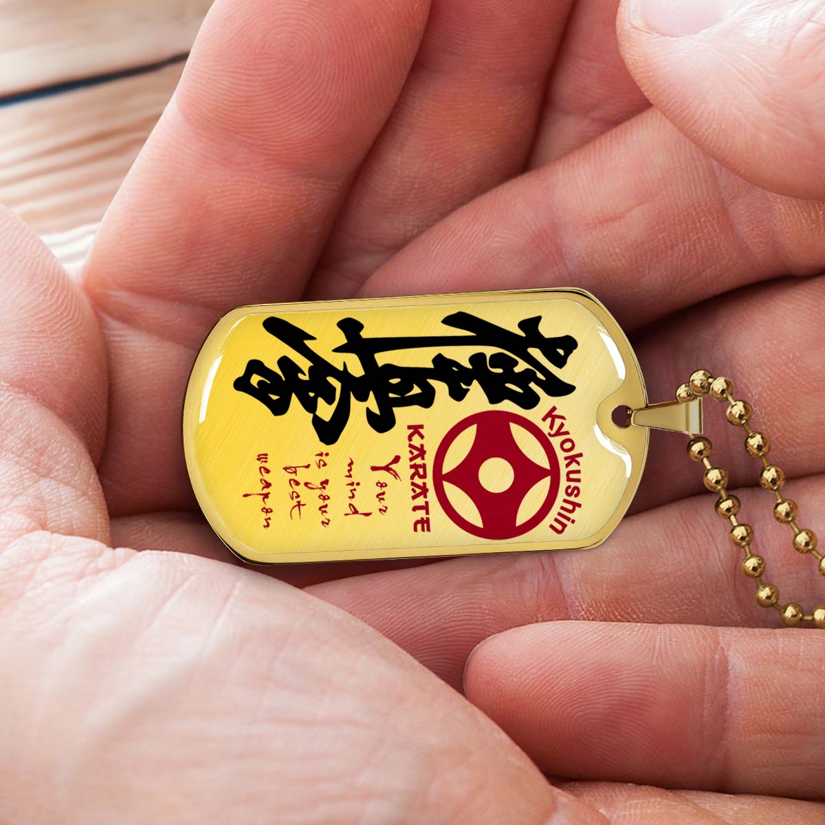 Karate - KADL006 - Your Mind Is Your Best Weapon - Kyokushin Karate - Karate Dog Tag - Military Ball Chain - Luxury Dog Tag