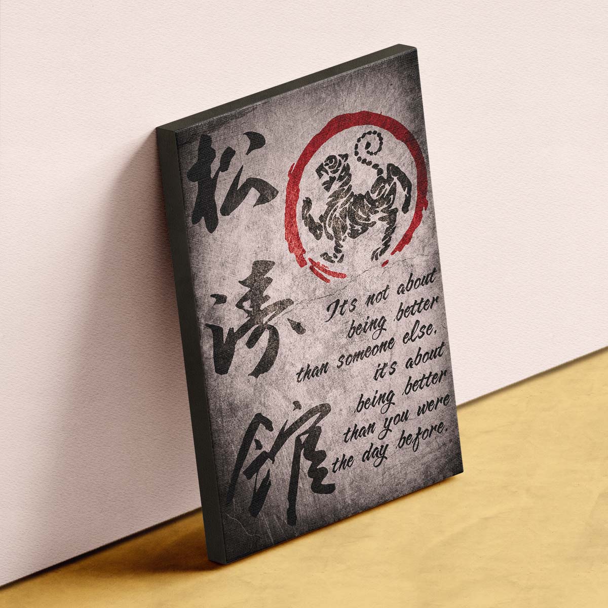 Karate Wall Art - Karate Poster - Karate Canvas - It's About Being Better Than You Were The Day Before - Shotokan Karate Kanji - KA029 - Vertical Canvas - Vertical Poster