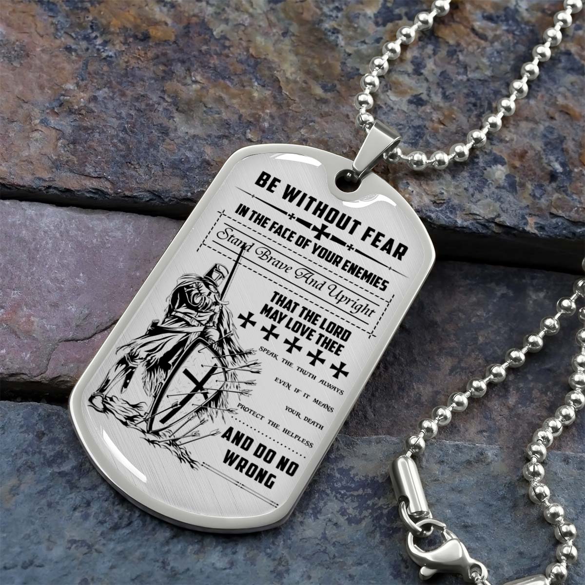 Knight Templar - KTDL001 - Be Without Fear - Crusades - Chivalry - Religious Zeal - Templar Wealth - Mysterious Legacy - Knight Templar Dog Tag - Military Ball Chain - Luxury Dog Tag