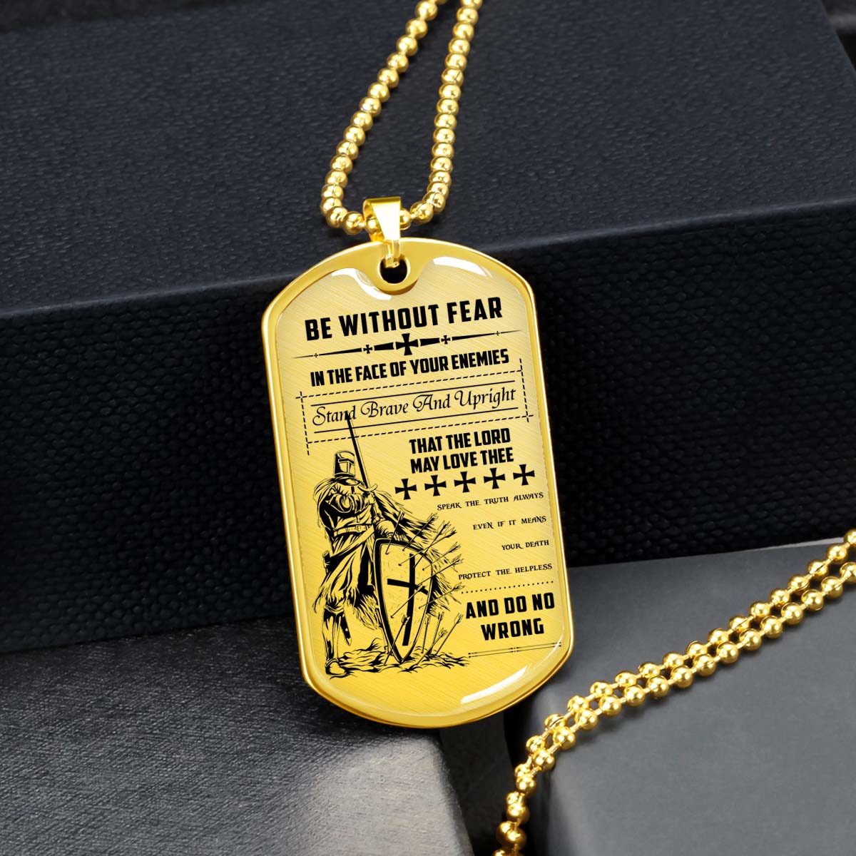 Knight Templar - KTDL001 - Be Without Fear - Crusades - Chivalry - Religious Zeal - Templar Wealth - Mysterious Legacy - Knight Templar Dog Tag - Military Ball Chain - Luxury Dog Tag