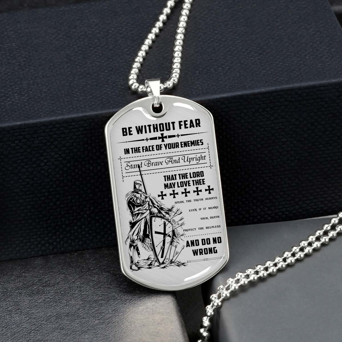 Knight Templar - KTDL001 - Be Without Fear - Crusades - Chivalry - Religious Zeal - Templar Wealth - Mysterious Legacy - Knight Templar Dog Tag - Military Ball Chain - Luxury Dog Tag