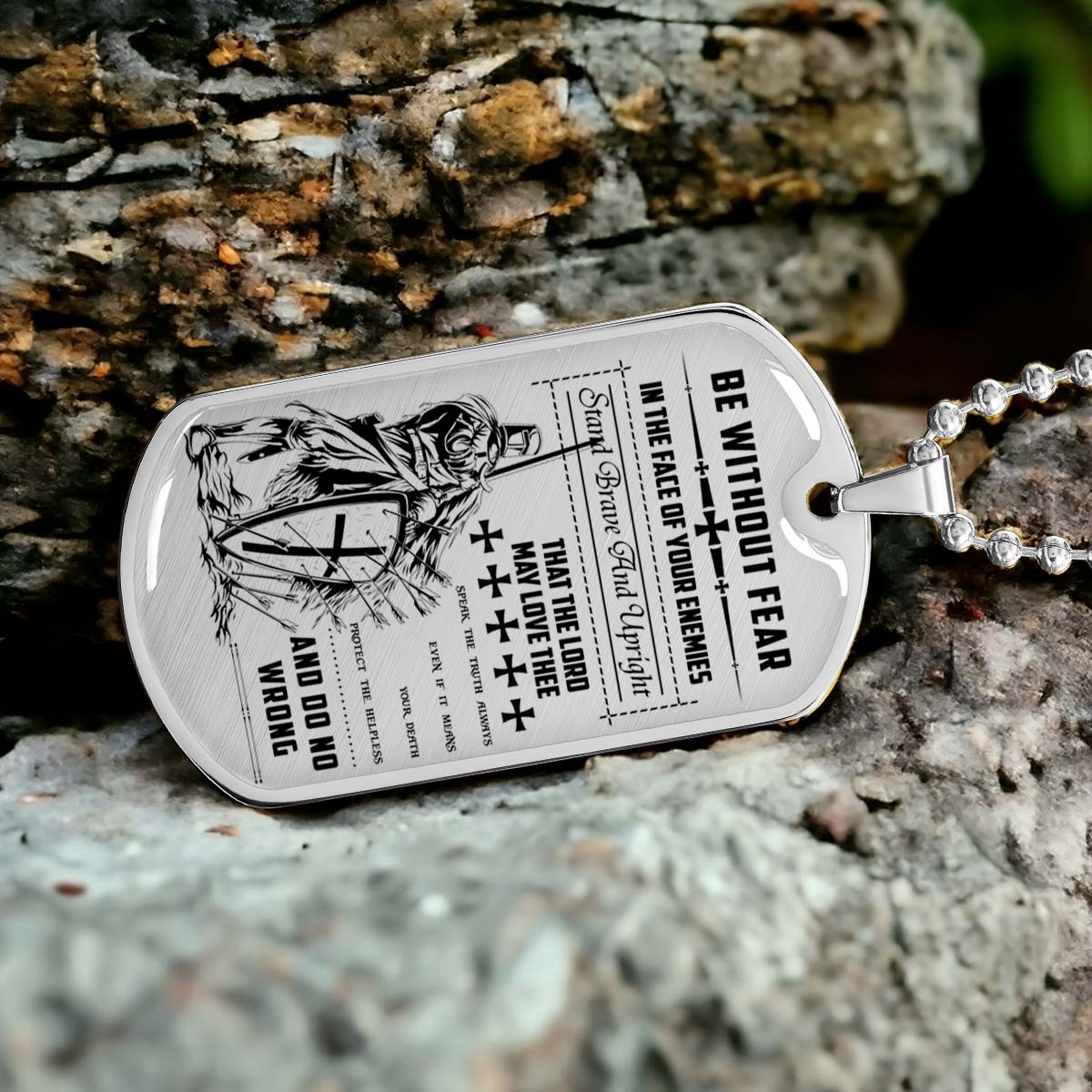 Knight Templar - KTDL001 - Be Without Fear - Crusades - Chivalry - Religious Zeal - Templar Wealth - Mysterious Legacy - Knight Templar Dog Tag - Military Ball Chain - Luxury Dog Tag