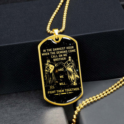 Knight Templar - KTDL002 - Call On Me Brother - Crusades - Chivalry - Religious Zeal - Templar Wealth - Mysterious Legacy - Knight Templar Dog Tag - Military Ball Chain - Luxury Dog Tag