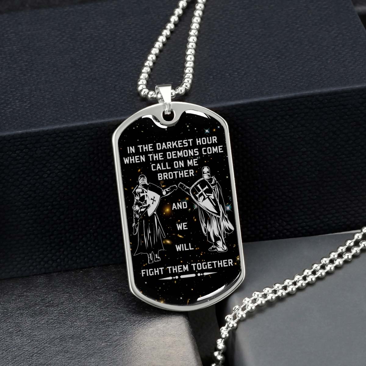 Knight Templar - KTDL002 - Call On Me Brother - Crusades - Chivalry - Religious Zeal - Templar Wealth - Mysterious Legacy - Knight Templar Dog Tag - Military Ball Chain - Luxury Dog Tag