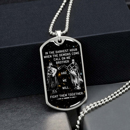 Knight Templar - KTDL002 - Call On Me Brother - Crusades - Chivalry - Religious Zeal - Templar Wealth - Mysterious Legacy - Knight Templar Dog Tag - Military Ball Chain - Luxury Dog Tag