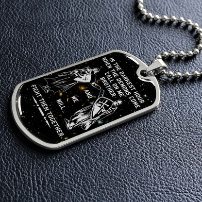 Knight Templar - KTDL002 - Call On Me Brother - Crusades - Chivalry - Religious Zeal - Templar Wealth - Mysterious Legacy - Knight Templar Dog Tag - Military Ball Chain - Luxury Dog Tag