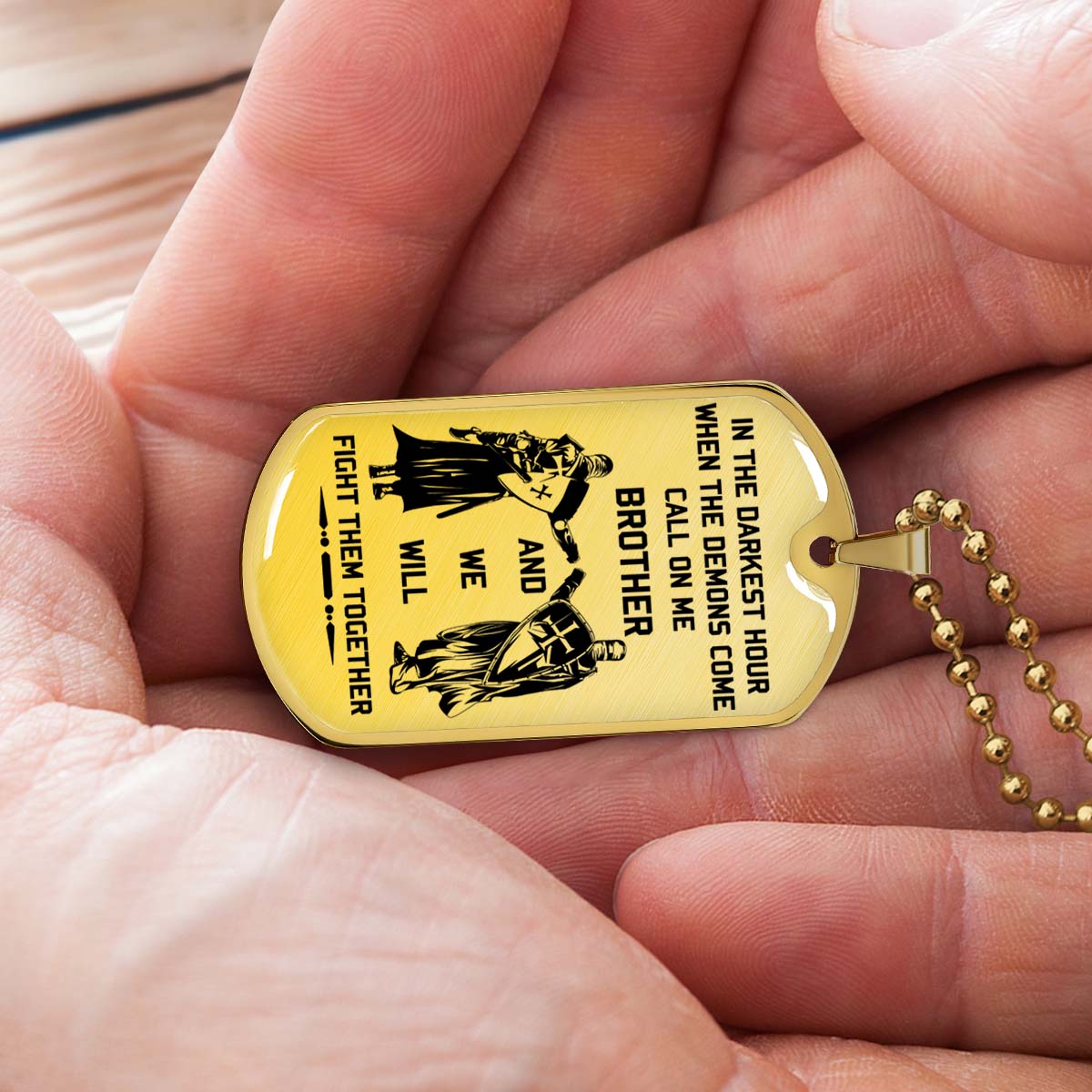 Knight Templar - KTDL003 - Call On Me Brother - Crusades - Chivalry - Religious Zeal - Templar Wealth - Mysterious Legacy - Knight Templar Dog Tag - Military Ball Chain - Luxury Dog Tag