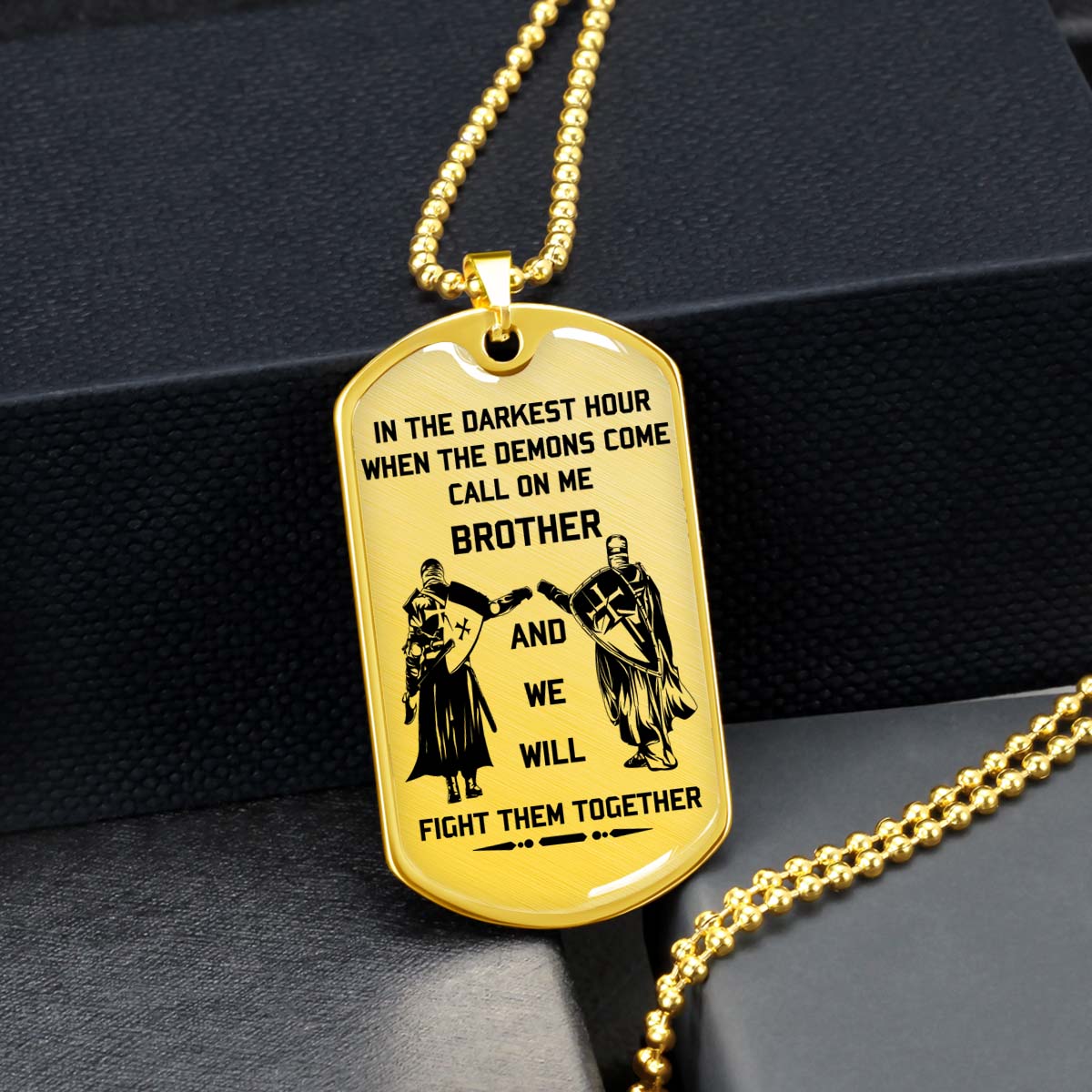 Knight Templar - KTDL003 - Call On Me Brother - Crusades - Chivalry - Religious Zeal - Templar Wealth - Mysterious Legacy - Knight Templar Dog Tag - Military Ball Chain - Luxury Dog Tag