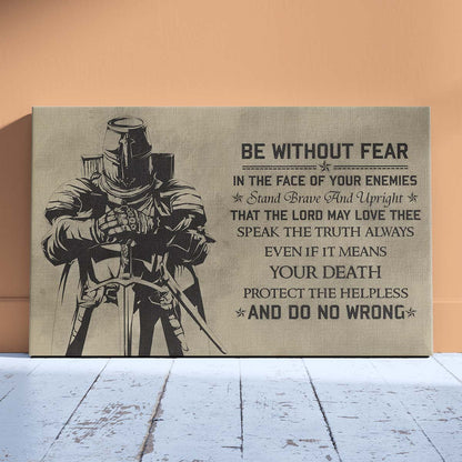 Knight Templar Wall Art - Knight Templar Poster - Knight Templar Canvas - Be Without Fear - KT006 - Horizontal Poster - Horizontal Canvas