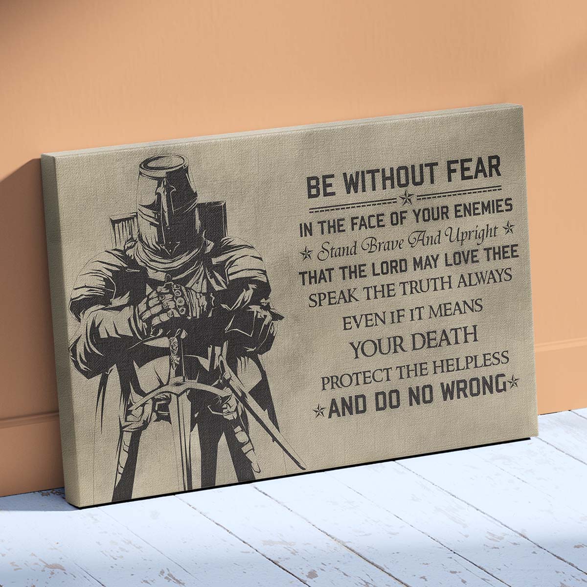 Knight Templar Wall Art - Knight Templar Poster - Knight Templar Canvas - Be Without Fear - KT006 - Horizontal Poster - Horizontal Canvas