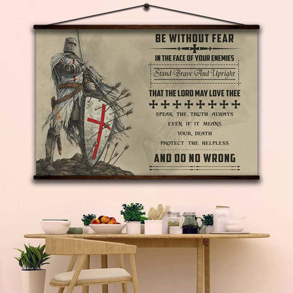 Knight Templar Wall Art - Knight Templar Poster - Knight Templar Canvas - Be Without Fear - KT020 - Horizontal Poster - Horizontal Canvas