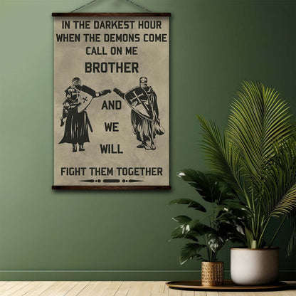 Knight Templar Wall Art - Knight Templar Poster - Knight Templar Canvas - In The Darkest Hour - Call On Me Brother - KT010 - Vertical Poster - Vertical Canvas