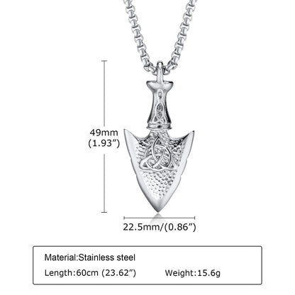 Viking - Mens Hammered Arrow Necklaces, Nordic Viking Celtic Knot Pendant with Box Chain, Protection Amulet Jewelry