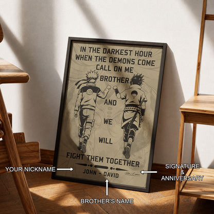 Naruto Canvas Wall Art - NA001 - Naruto Uzumaki - Sasuke Uchiha - Call On Me Brother