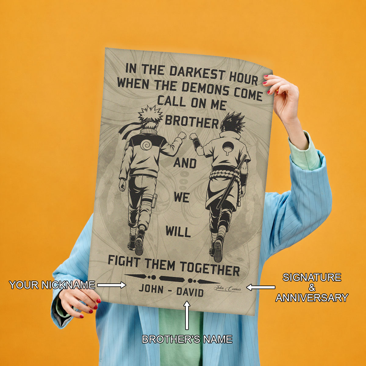 Naruto Canvas Wall Art - NA001 - Naruto Uzumaki - Sasuke Uchiha - Call On Me Brother