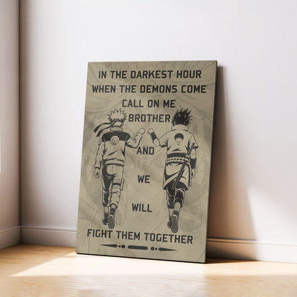 Naruto Canvas Wall Art - NA001 - Naruto Uzumaki - Sasuke Uchiha - Call On Me Brother