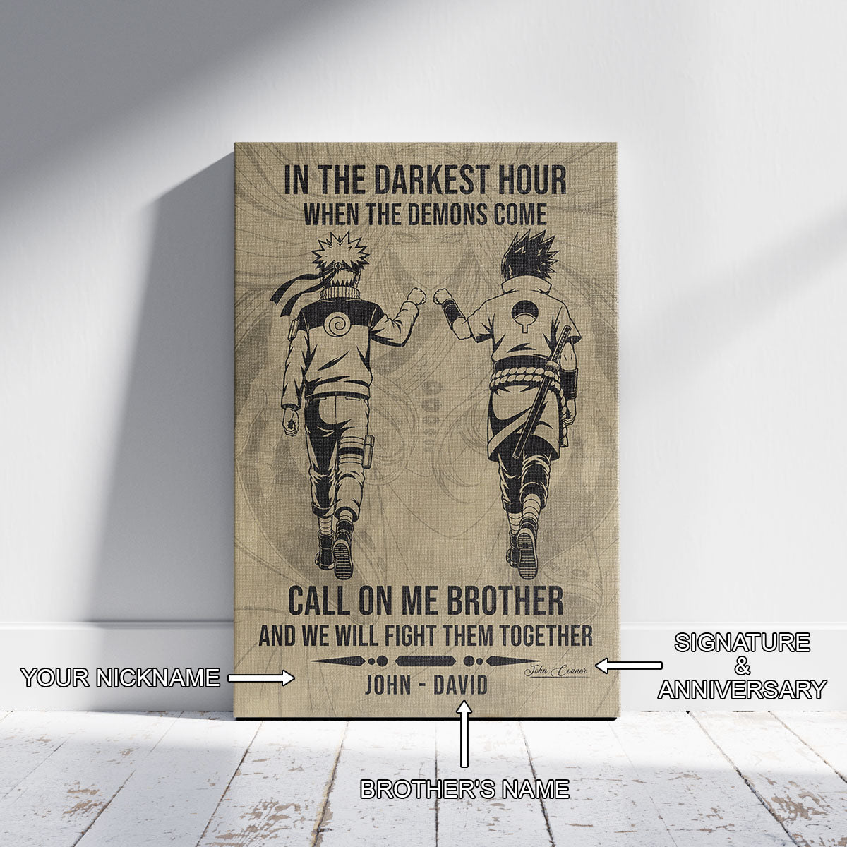 Naruto Canvas Wall Art - NA002 - Naruto Uzumaki - Sasuke Uchiha - Call On Me Brother