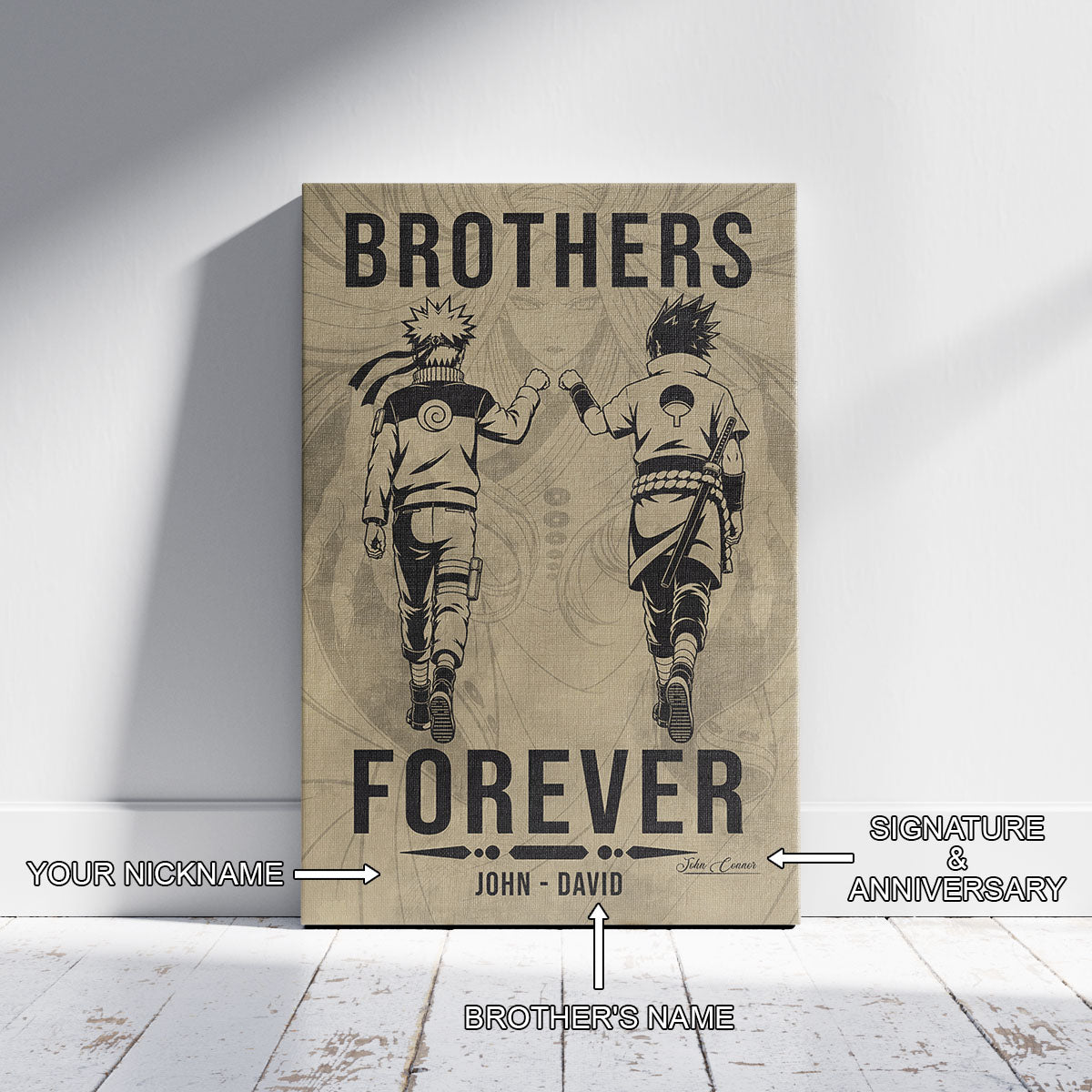 Naruto Canvas Wall Art - NA004 - Naruto Uzumaki - Sasuke Uchiha - Brothers Forever